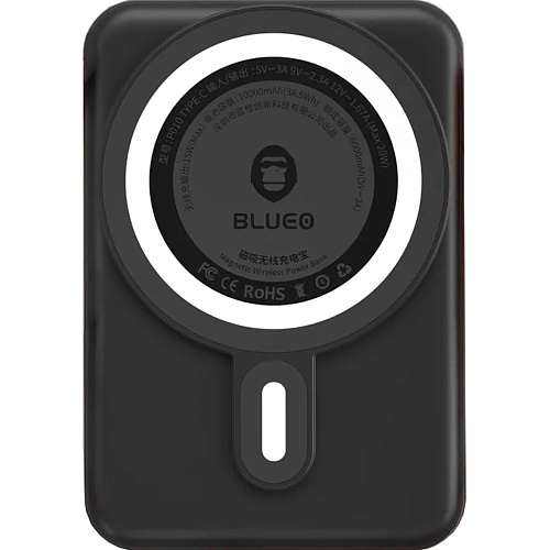 Внешний аккумулятор с беспроводной зарядкой Blueo Magnetic Wireless Power Bank 20W 10000 mAh (Black)