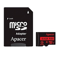 Карта памяти Apacer 64 GB microSDXC Class 10 UHS-I R85 + SD adapter (AP64GMCSX10U5-R)