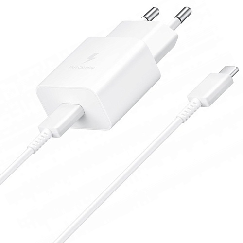 Сетевое зарядное устройство Samsung 15W PD + Cable USB-C to USB-C White (EP-T1510XWEGEU)