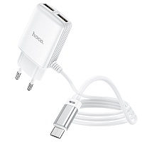 Мережевий зарядний пристрій Hoco C82A USB 2.4A + Сable MicroUSB (White) - придбати в Дніпрі, Україні: ціна, характеристики | інтернет-магазин TOUCH