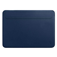 Чехол-карман WiWU Slim Stand Sleeve Leather Case для MacBook New 16 Skin Pro Navy Blue (6936686401586)