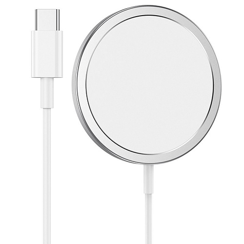 Беспроводное зарядное устройство Hoco CW30 Pro Magnetic Wireless Fast Charger / MagSafe 15W (Silver)