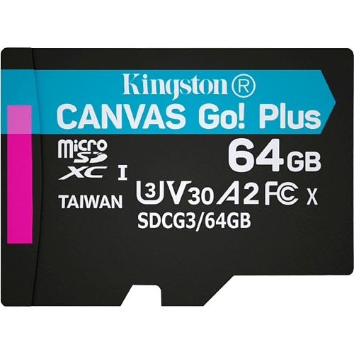 Карта памяти Kingston microSDXC Canvas Go! Plus 64Gb Class 10 UHS-1 U3 (SDCG3/64GBSP)