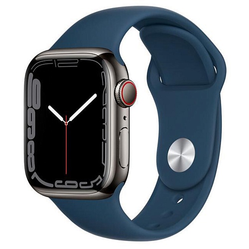 Смарт-часы Apple Watch Series 7 GPS + Cellular 41mm Graphite Stainless Steel with Abyss Blue Sport Band (MKHJ3)